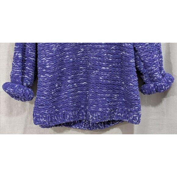 H&M Hand Knit Sweater Oversized M/L Purple White Boho Coastal Comfy & Cozy - Picture 15 of 16